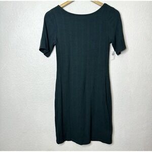 Old Navy Fitted Rib Knit Scoop Back Mini‎ Dress Womens Small Emerald Green New